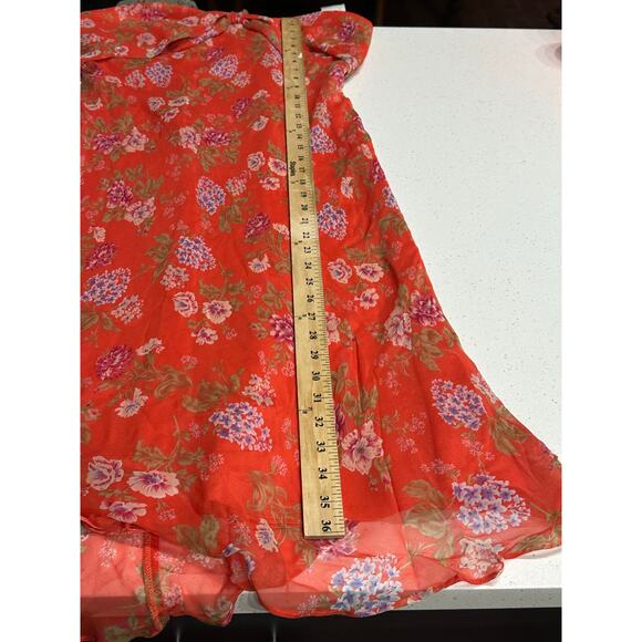 David Warren Dress NWT Halter Midi Silk Red Floral Lined Cruise Resort Party 12 - Picture 10 of 14